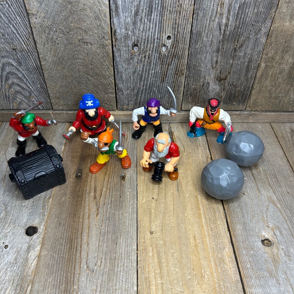 Vintage 1990's Fisher-Price Great Adventures Pirate Figure Lot Treasure 9pc